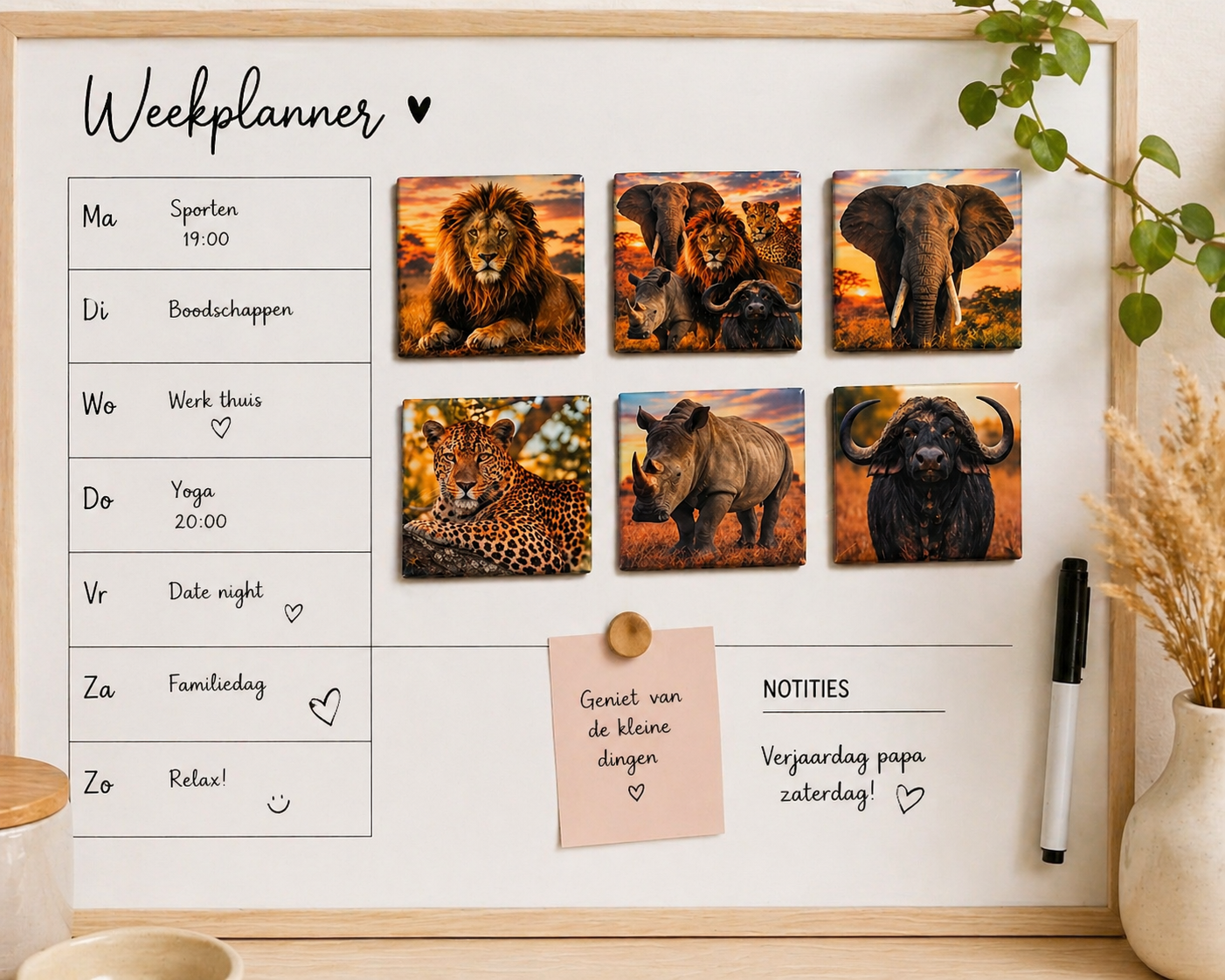 Big Five fotomagneten set – zonsondergang (6 stuks) - Afbeelding 2