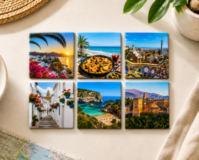 Spaanse foto magneet souvenirs vakantie afbeeldingen zon en zee