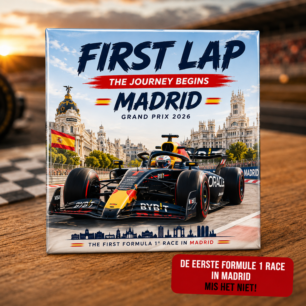 Madrid 2026 Fotomagneet 5x5 cm – First Lap | Formule 1 Spaanse Grand Prix