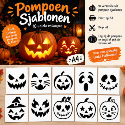 10 Pompoen Sjablonen Halloween – A4 PDF | Bmagnets